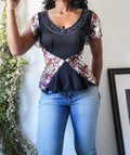 Vintage Y2K Ruched Beaded Detail Top