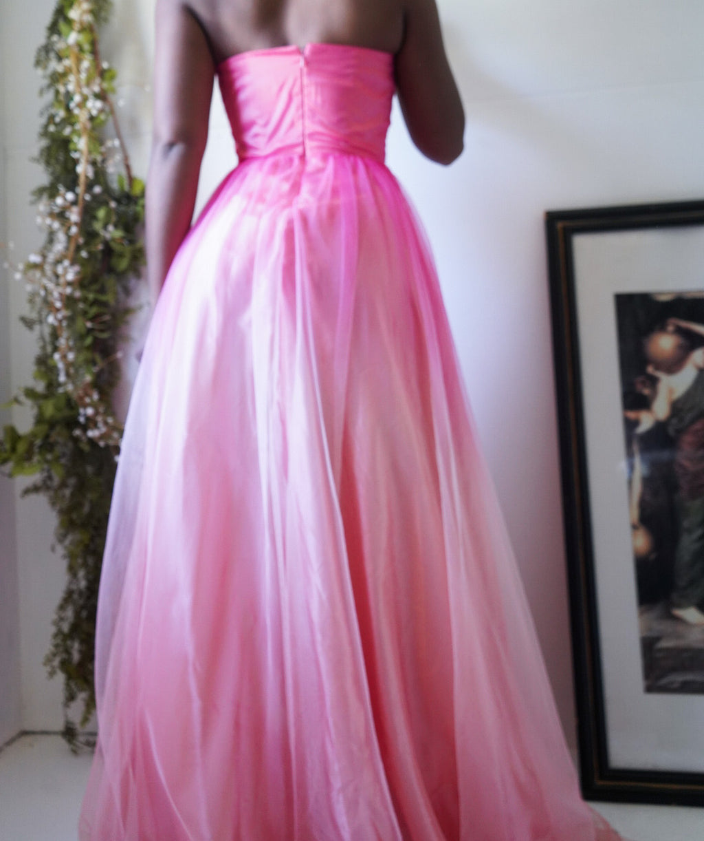 Y2K Peach and Pink Ombre Strapless Gown