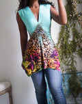 Y2K Animal Print Embellished Detail Top