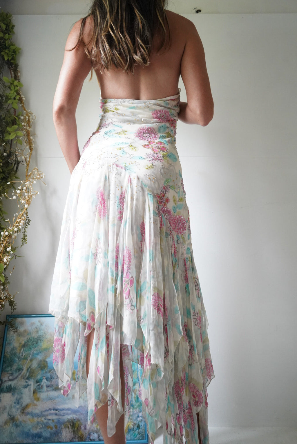 Rare Y2K Diane Freis Silk Fairy Dress with Scarf