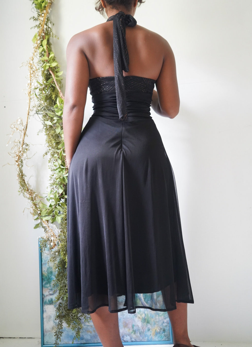 Y2K Black Halter Cocktail Dress