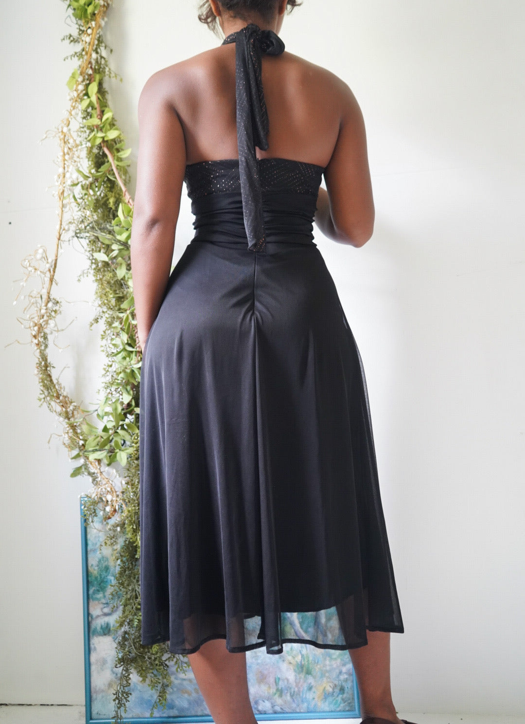 Y2K Black Halter Cocktail Dress