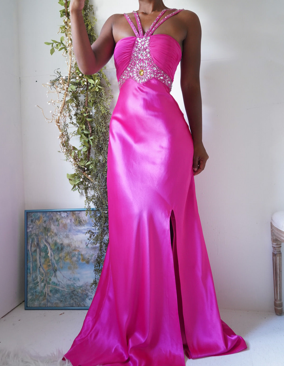 Y2K Hot Pink Satin Gown