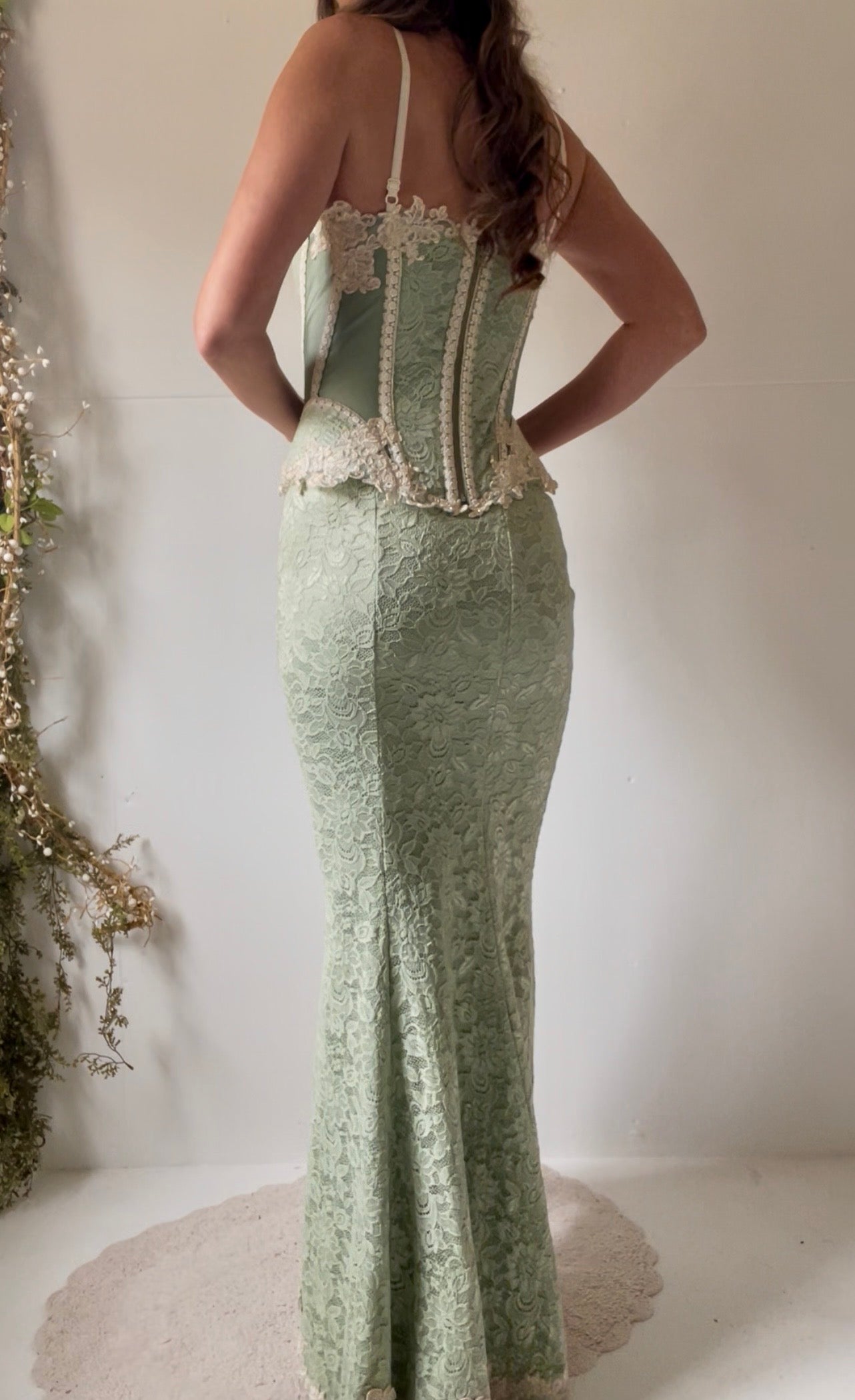 Pale Mint Lace Corset Set (Pre-Order)