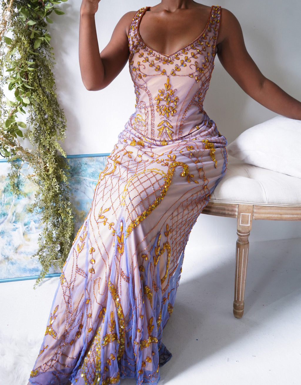 Y2K Ethereal Silk Iridescent Gown