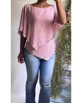 Rare Y2K Blush Pink Sequin Trim Top
