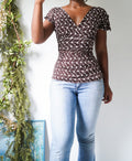 Y2K Crossover Neckline Boho Knit Top