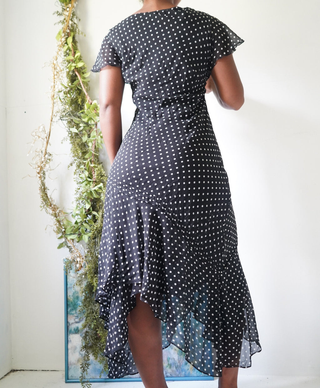 Y2K Monochrome Polka Dot Fairy Hem Dress