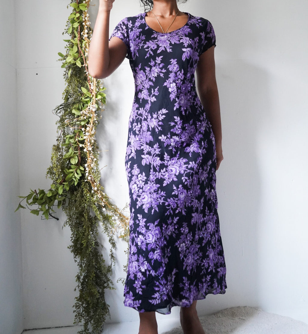 Vintage 90’s Purple Floral Staple Dress