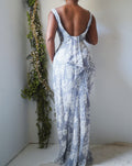 Paisley Floral Beaded Silk Vintage Low Back Gown