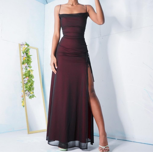 Vintage Inspired Red and Black Layered Gown