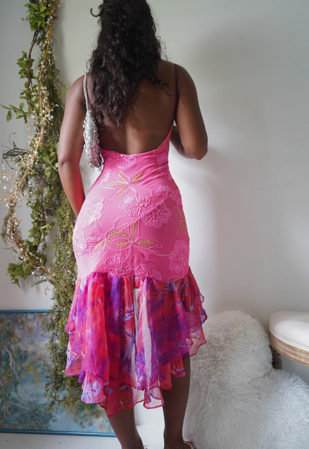 Reworked Handmade Pink High Low Hem Fairy Dress