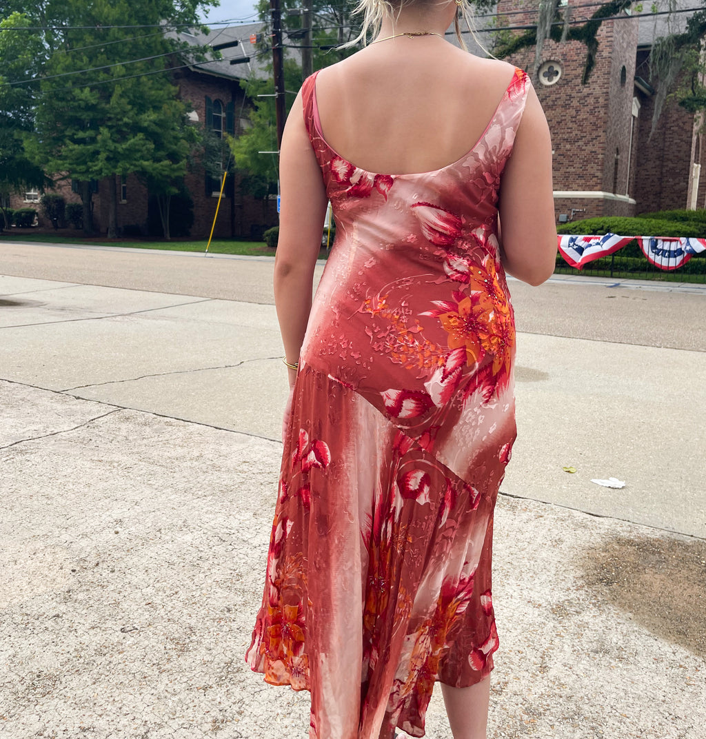 Rare Y2K Burnout Beaded Silk Fairy Dress