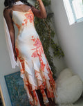 Y2K Peach and Cream Floral Ruffle Hem Fairy Gown