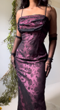 Vintage 90’s Pink and Black Layered Formal Dress (M)