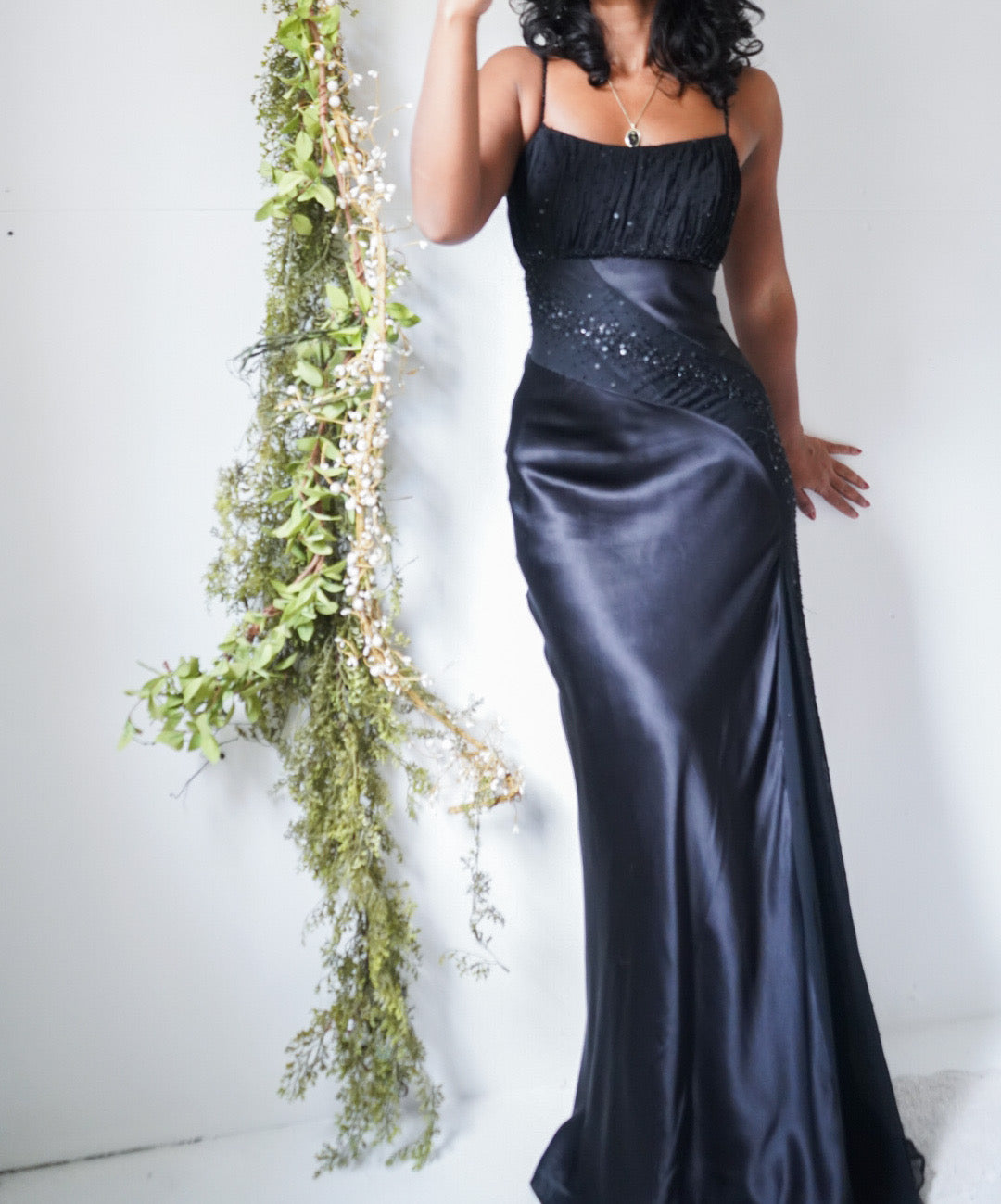 Y2K Sequin Milkmaid Bust Gown