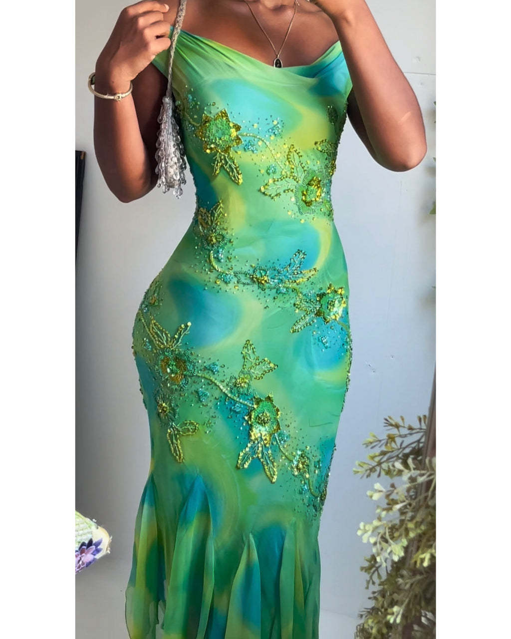 Vintage Psychedelic Silk Beaded Fairy Dress