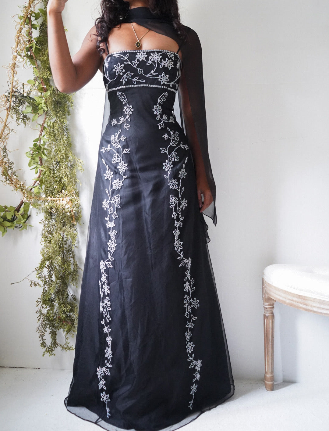 Rare Y2K Black Beaded Gown