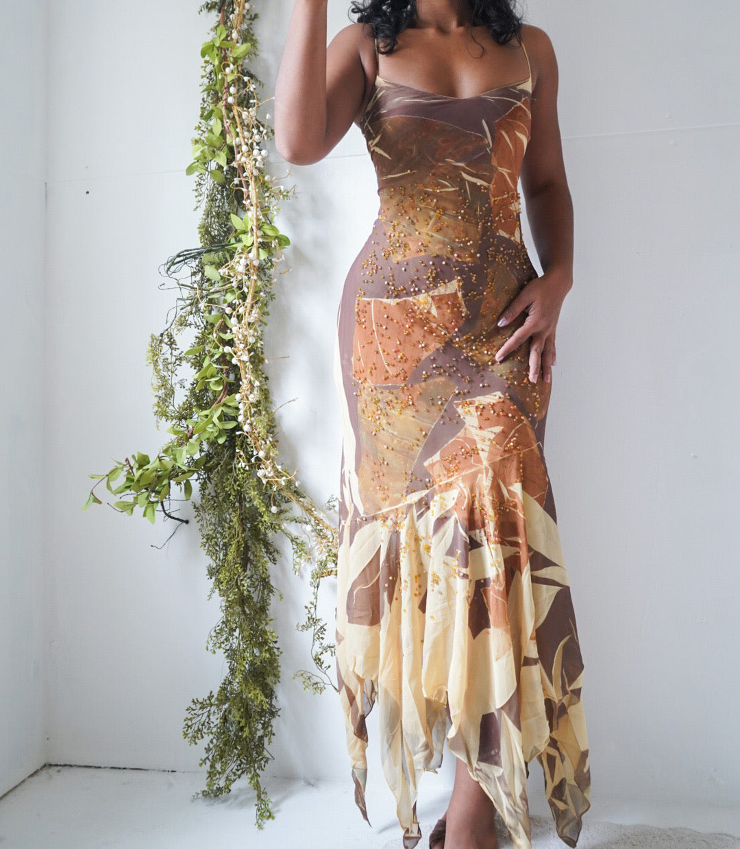 Rare Y2K Earthy Fairy Beaded Dress