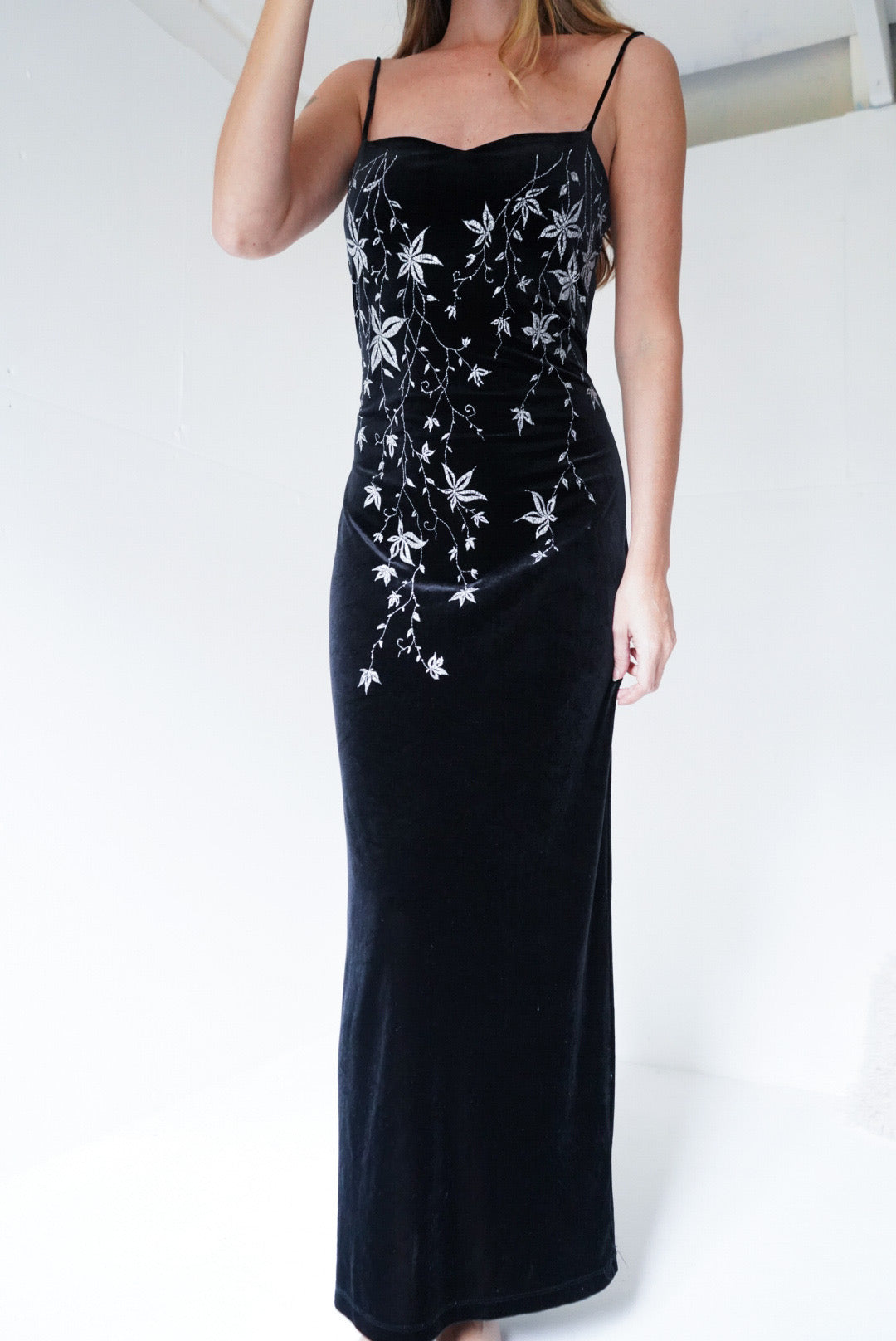 Velvet Glitter Vine Gown