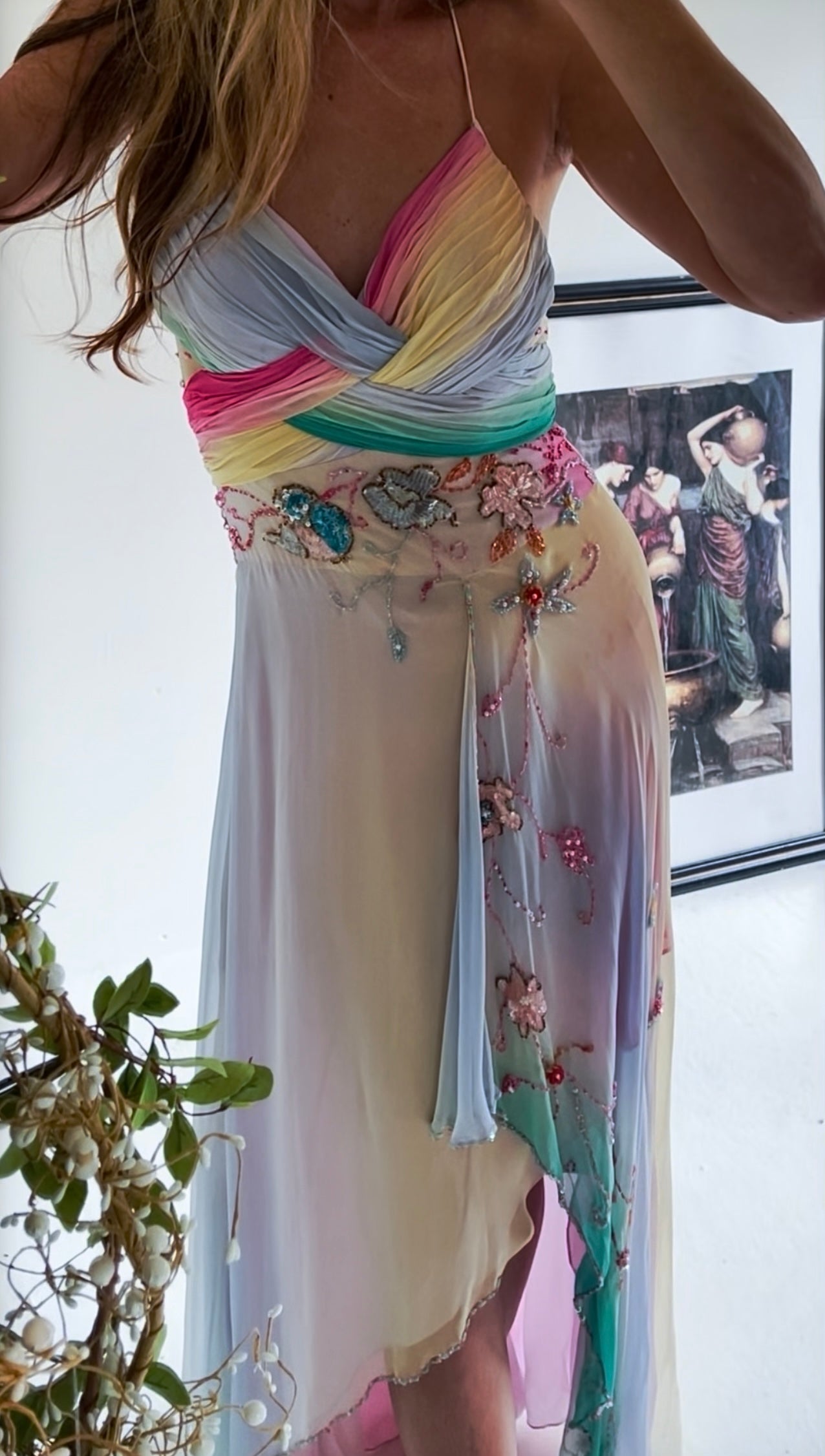 Rare Silk Cotton Candy Fairy Beaded Gown
