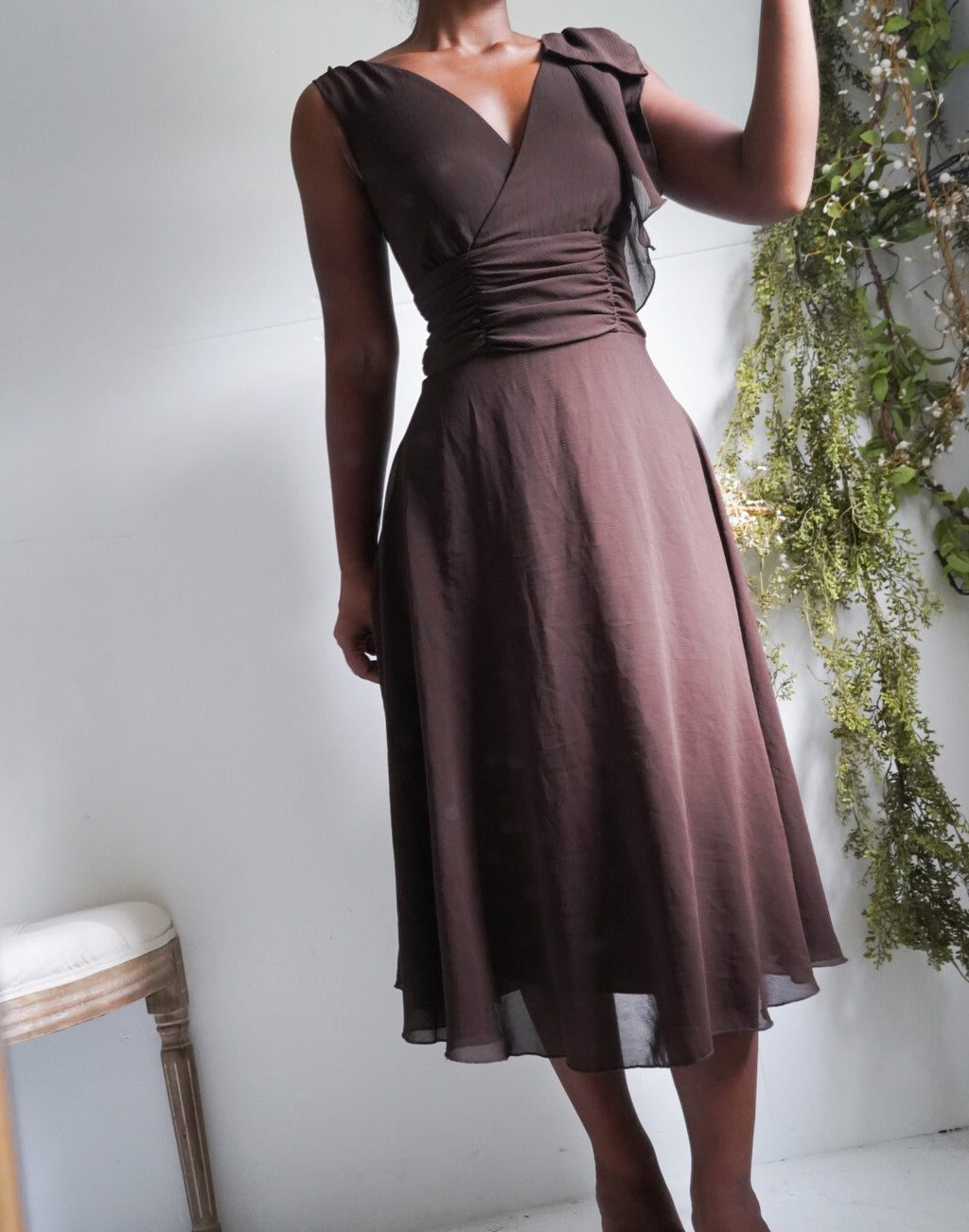Brown Midi Y2K Dress