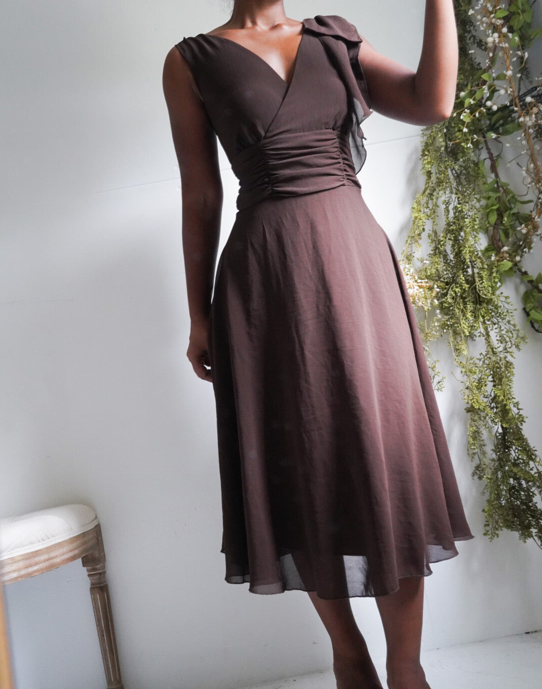 Brown Midi Y2K Dress