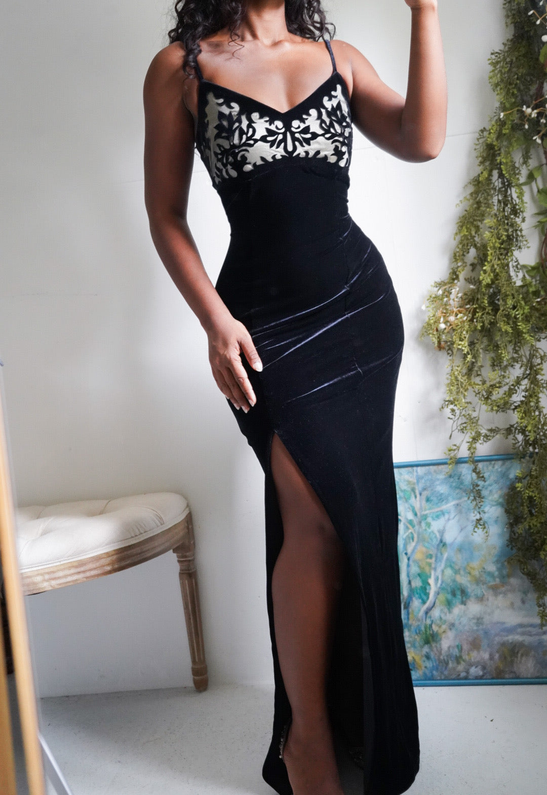 Y2K Black Velvet Gown