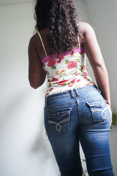 Y2K Romantic Floral Lace Trim Cami