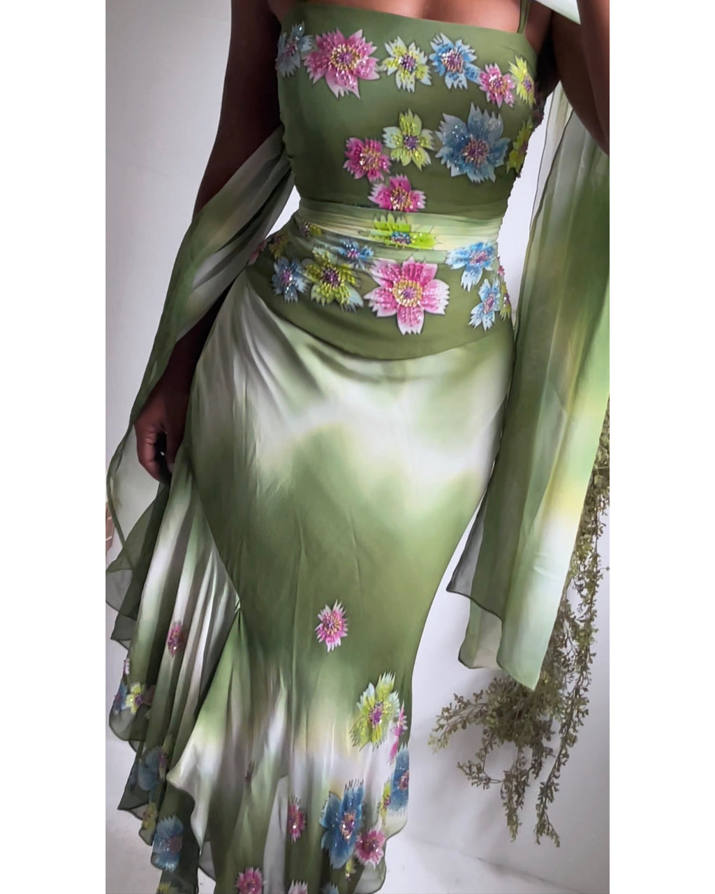 Rare Vintage Forest Fairy Silk 3 Piece Skirt