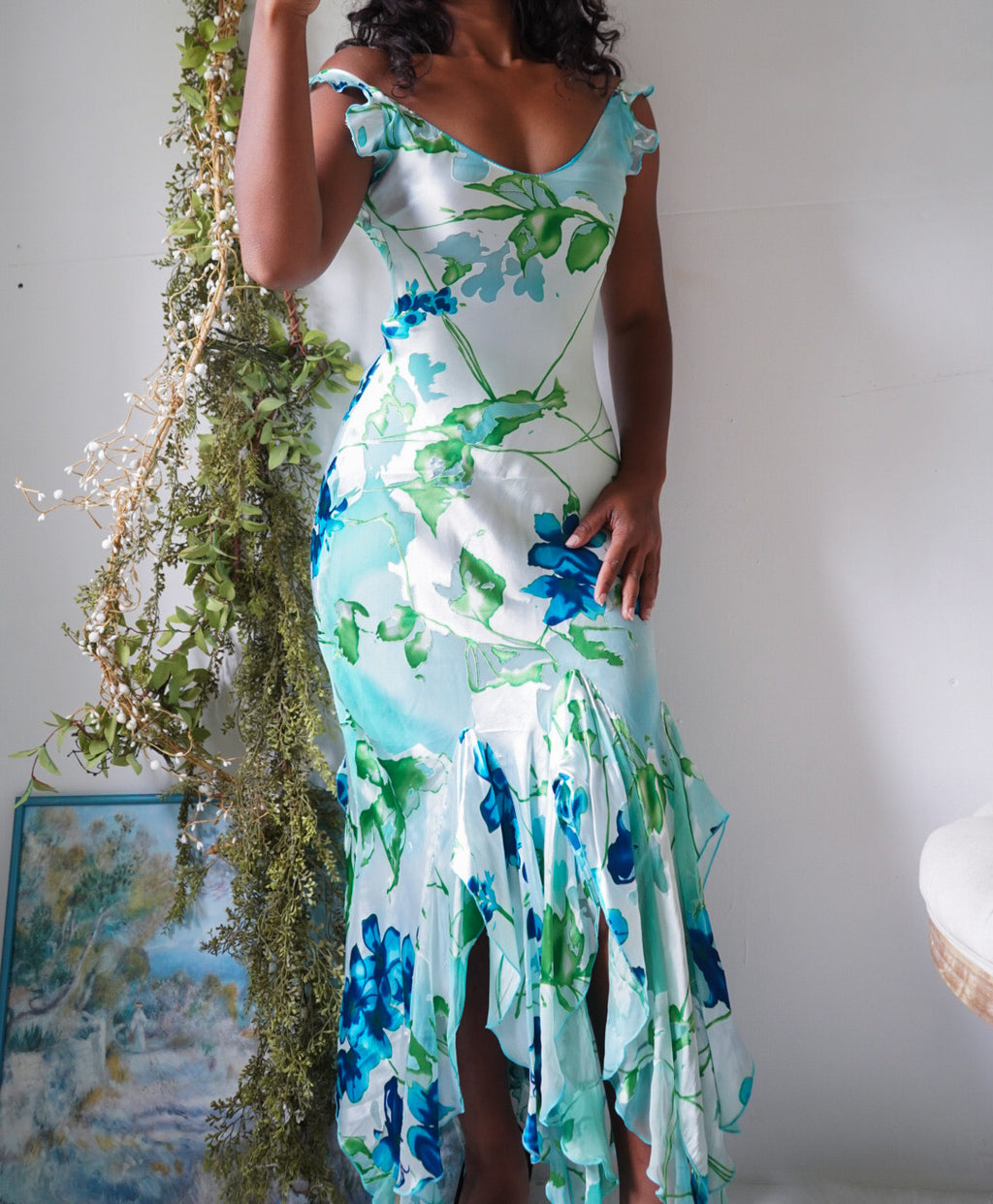 Rare Y2K Silk Blend Burnout Mermaid Gown