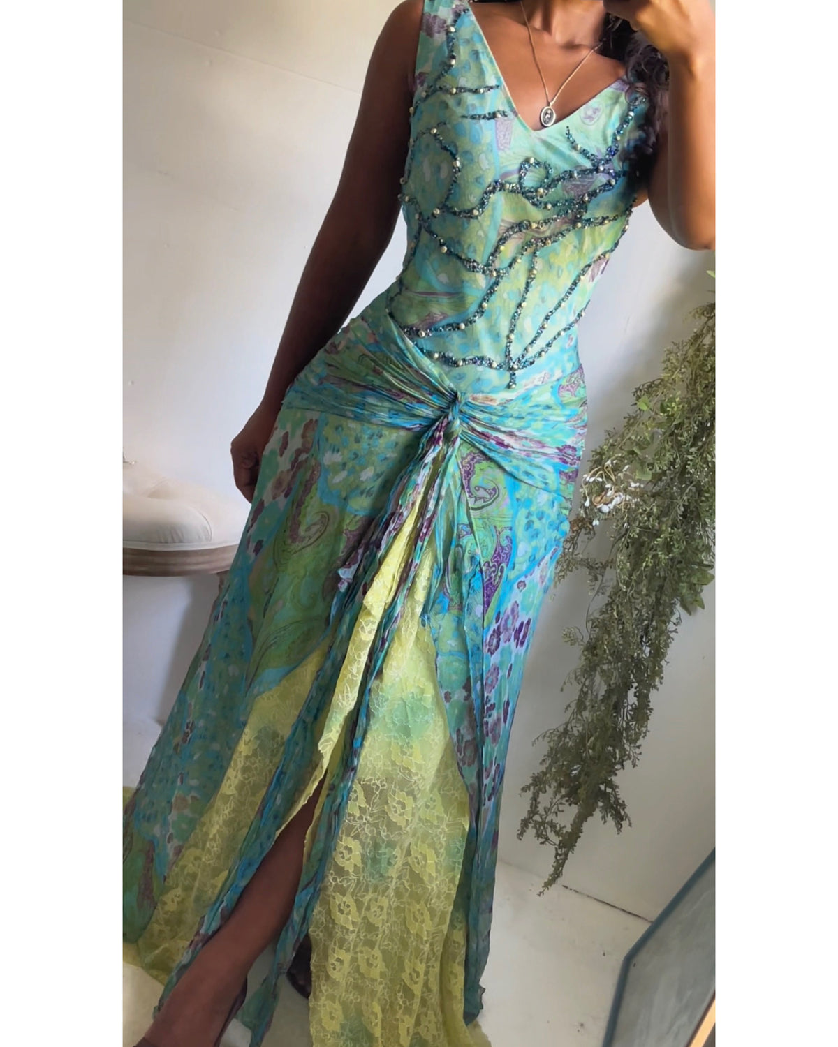 Y2K Paisley Silk Mermaid Gown