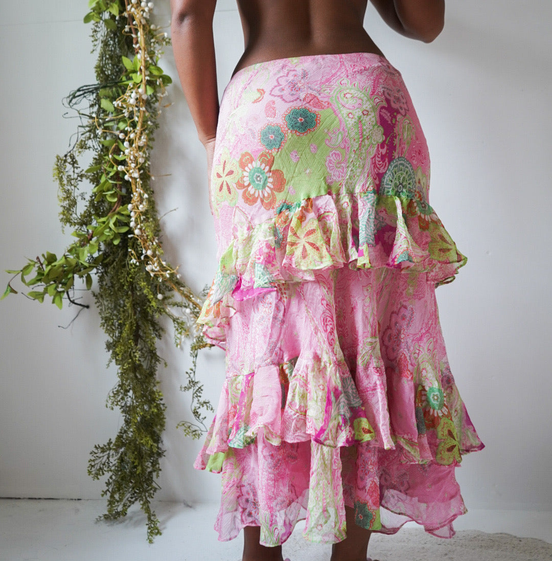 Rare Y2K Ralph Lauren Paisley Ruffle Skirt