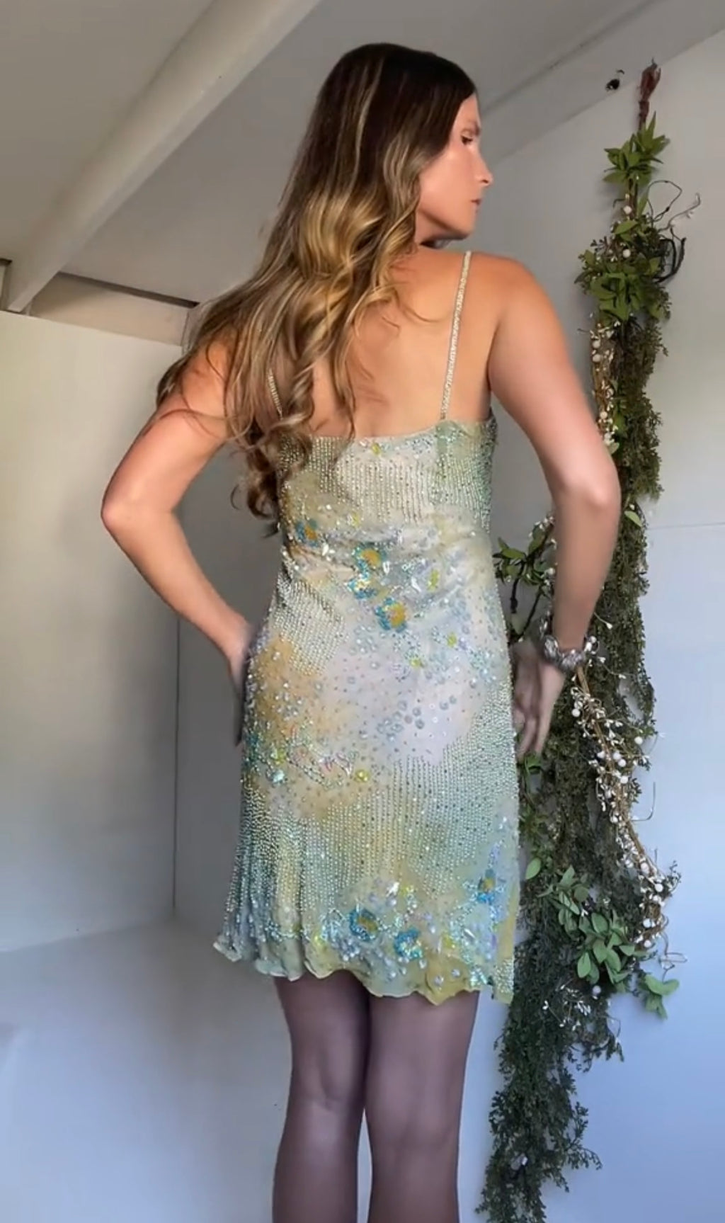 Rare Y2K Beaded Silk Dress