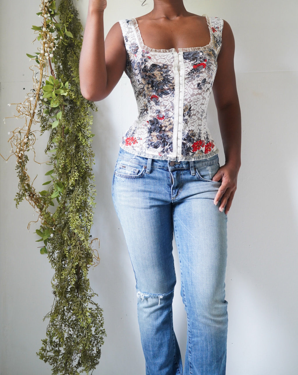 Y2K Lace Bustier Style Top