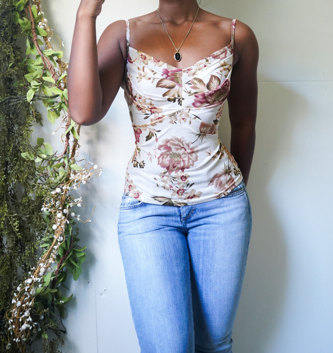 Staple Cream and Brown Mesh Tank