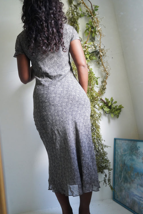 Y2K Abstract Silk Staple Midi Dress