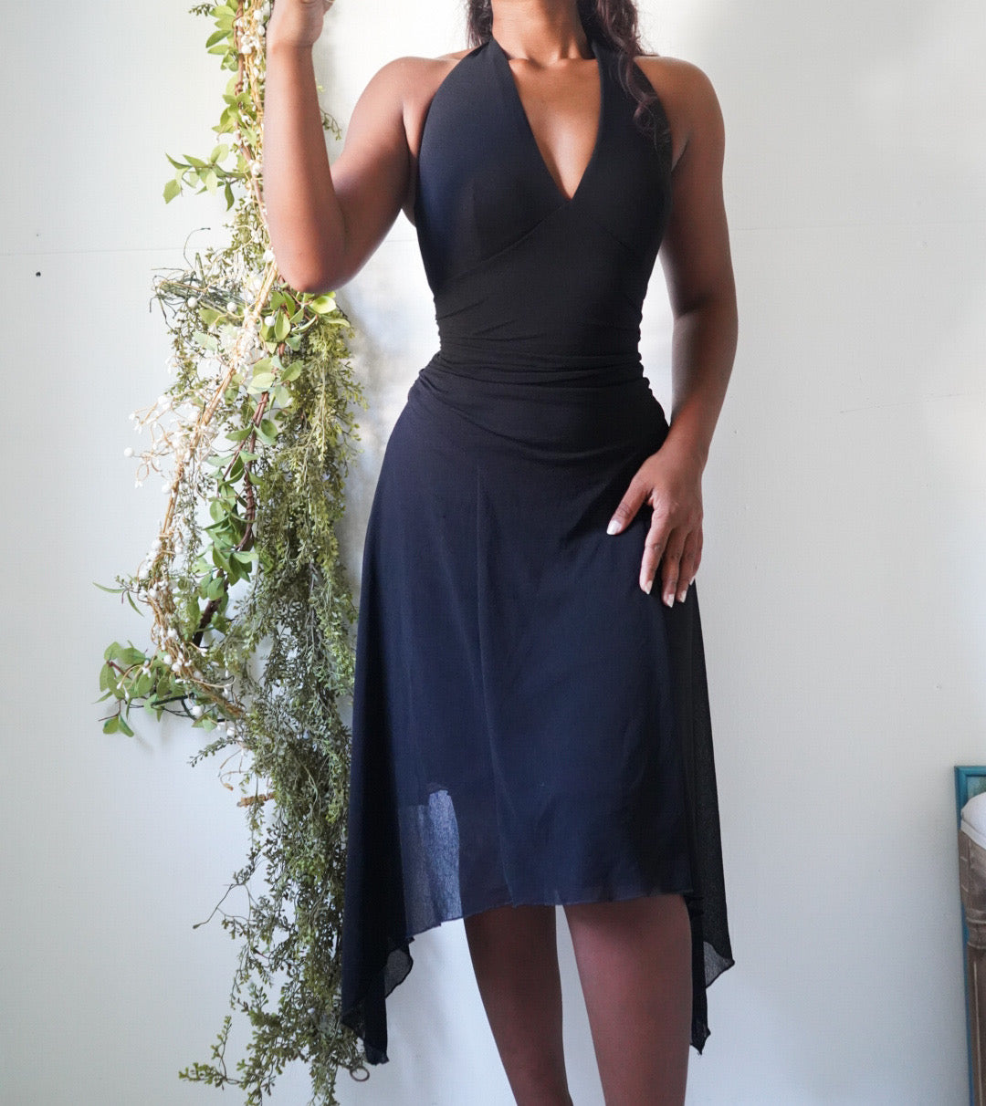 Y2K Black Elevated Basic Halter Dress