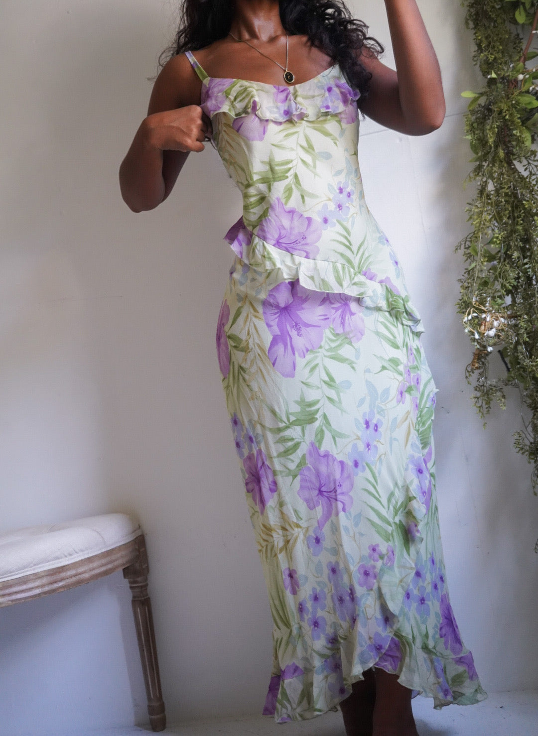Y2K Romantic Ruffle Silk Dress