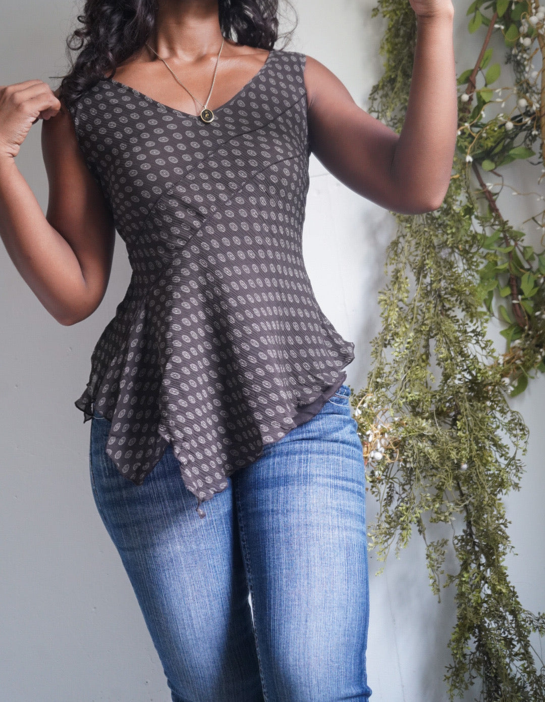 Y2K Silk Asymmetric Hem Top