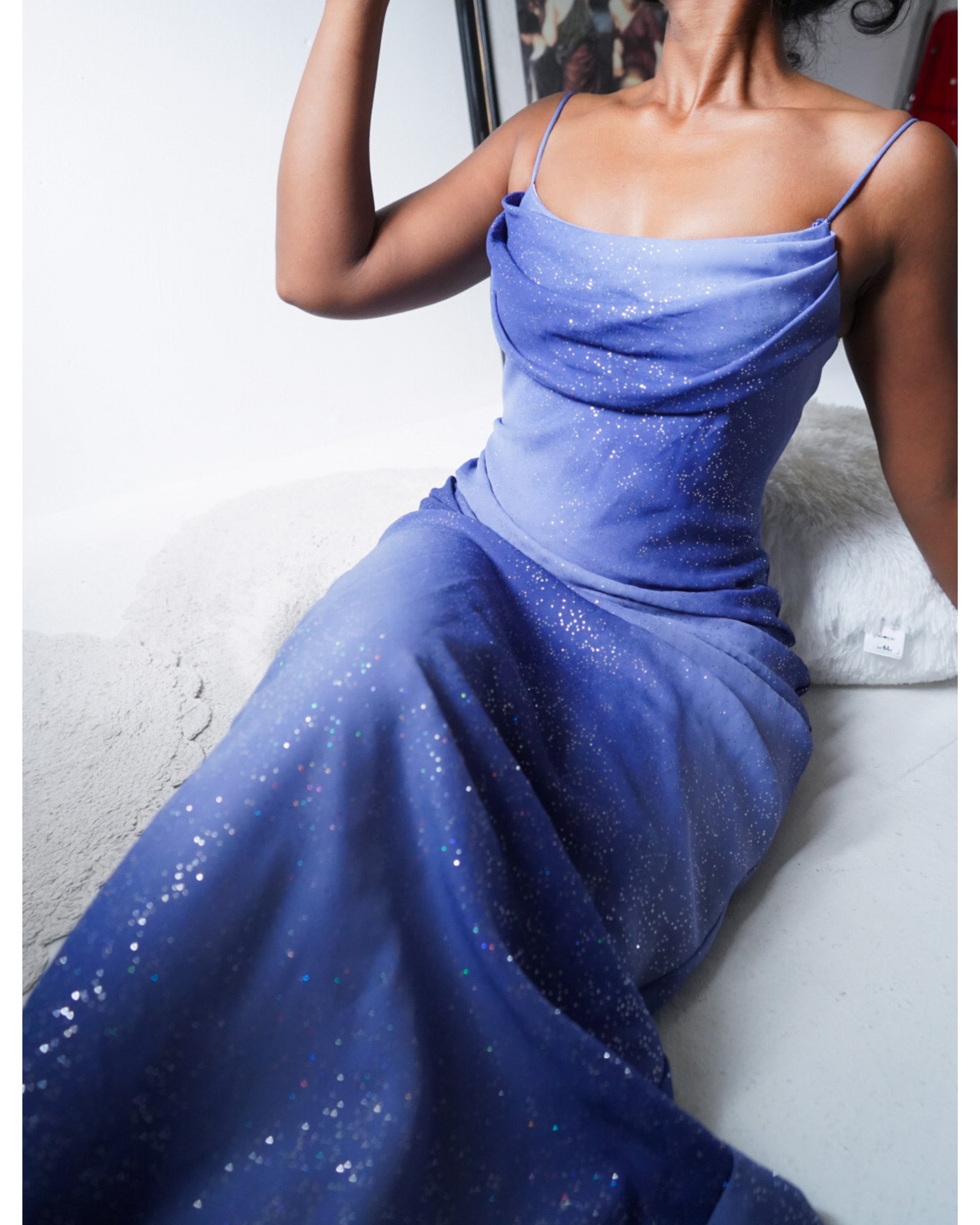 Y2K Gradient Blue Sparkle Gown