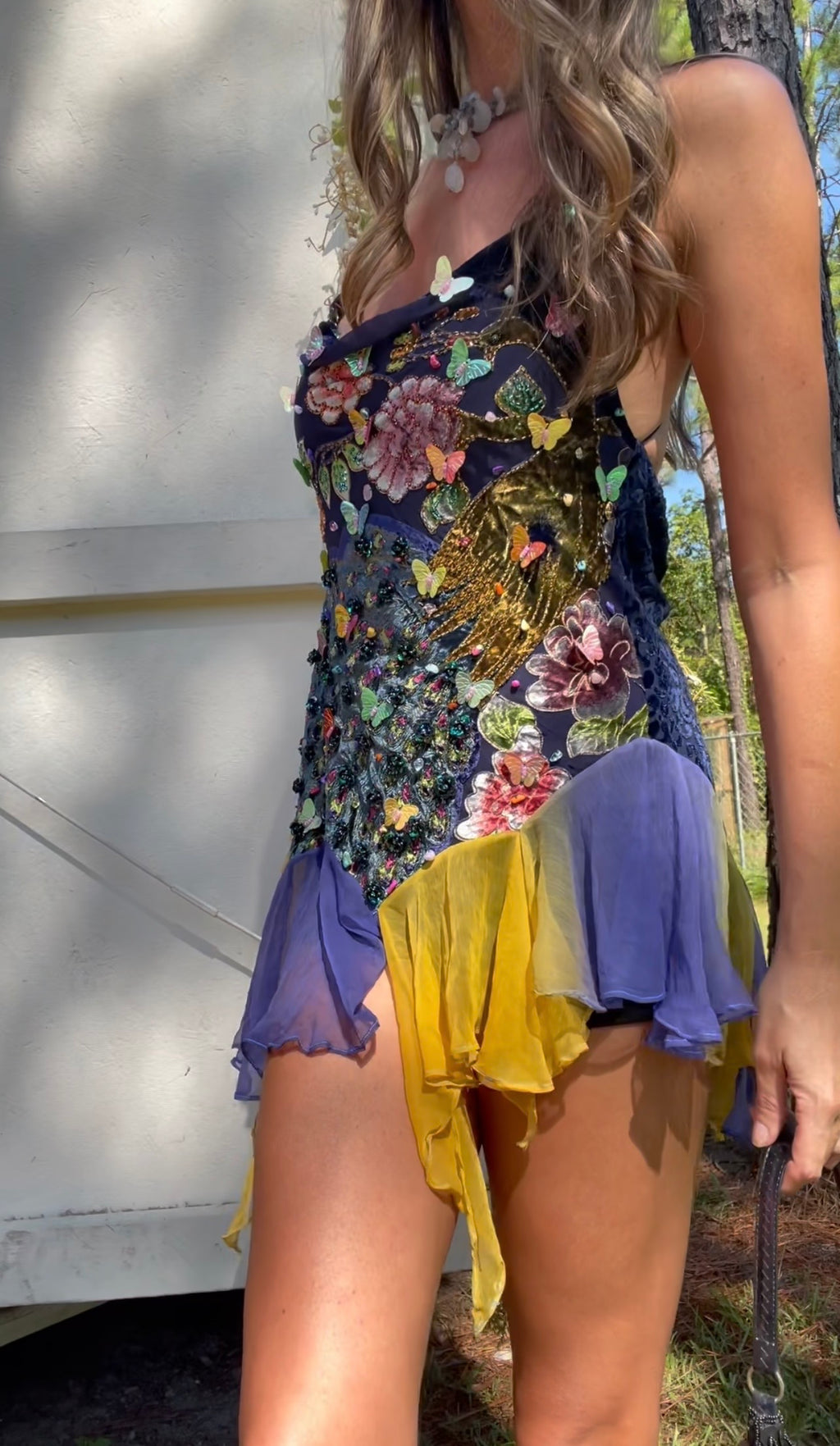 Handmade with a vintage silk peacock scarf