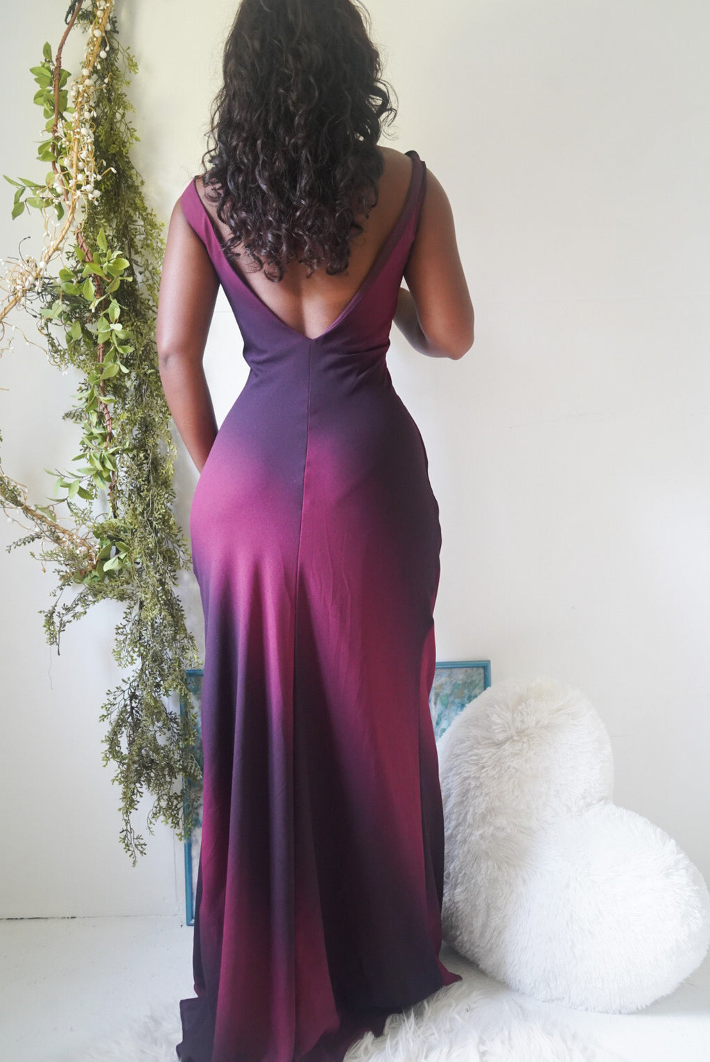 Y2K Purple and Black Gradient Gown