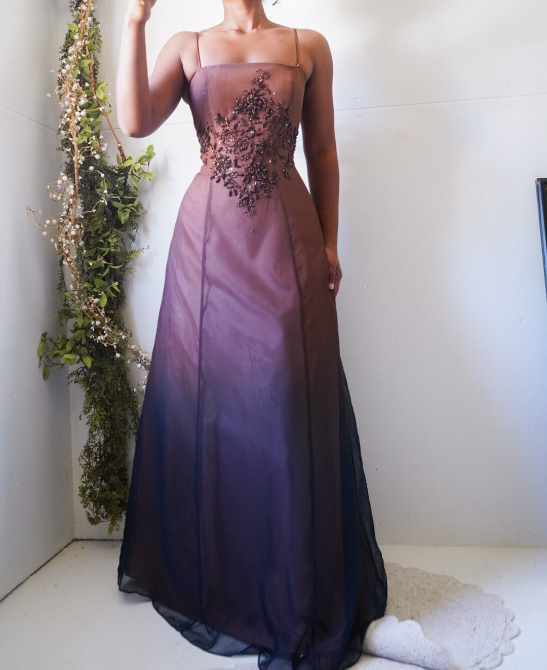 Vintage Y2K Brown to Navy Blue Ombre Gown