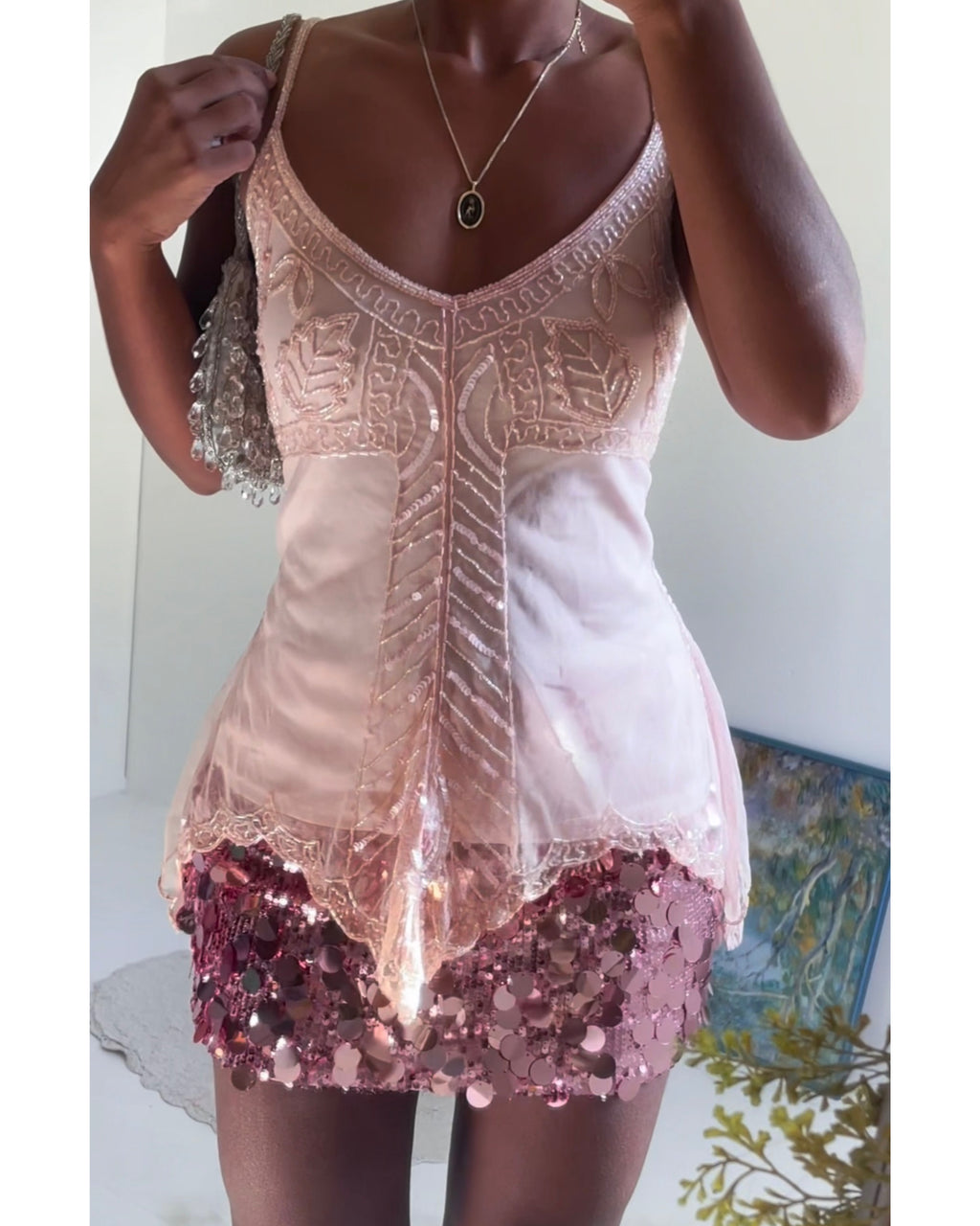 Pale Pastel Pink Beaded Fairy Top