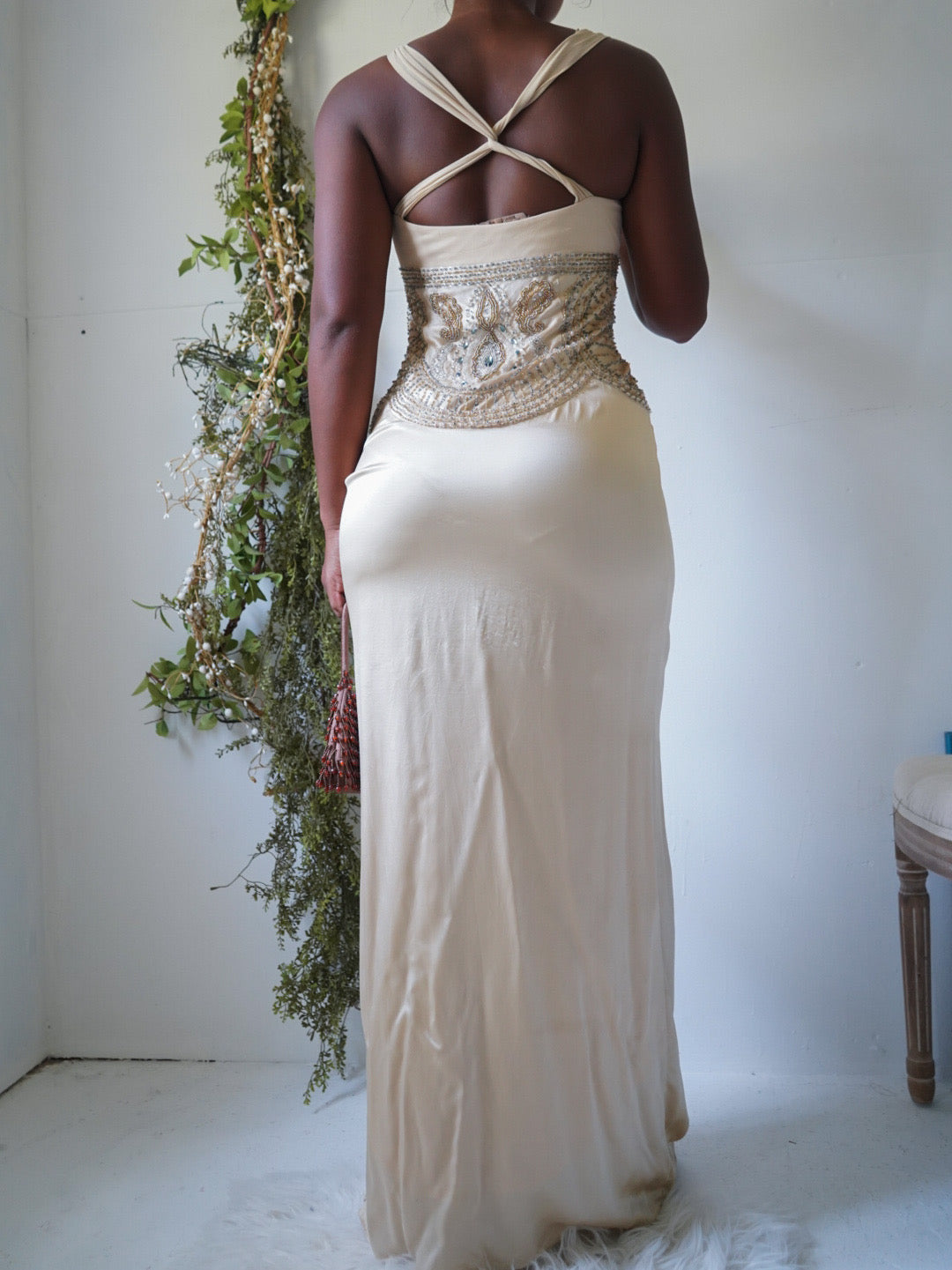 sue wong champagne beaded dress Vintage SUE WONG silk dress when worn,