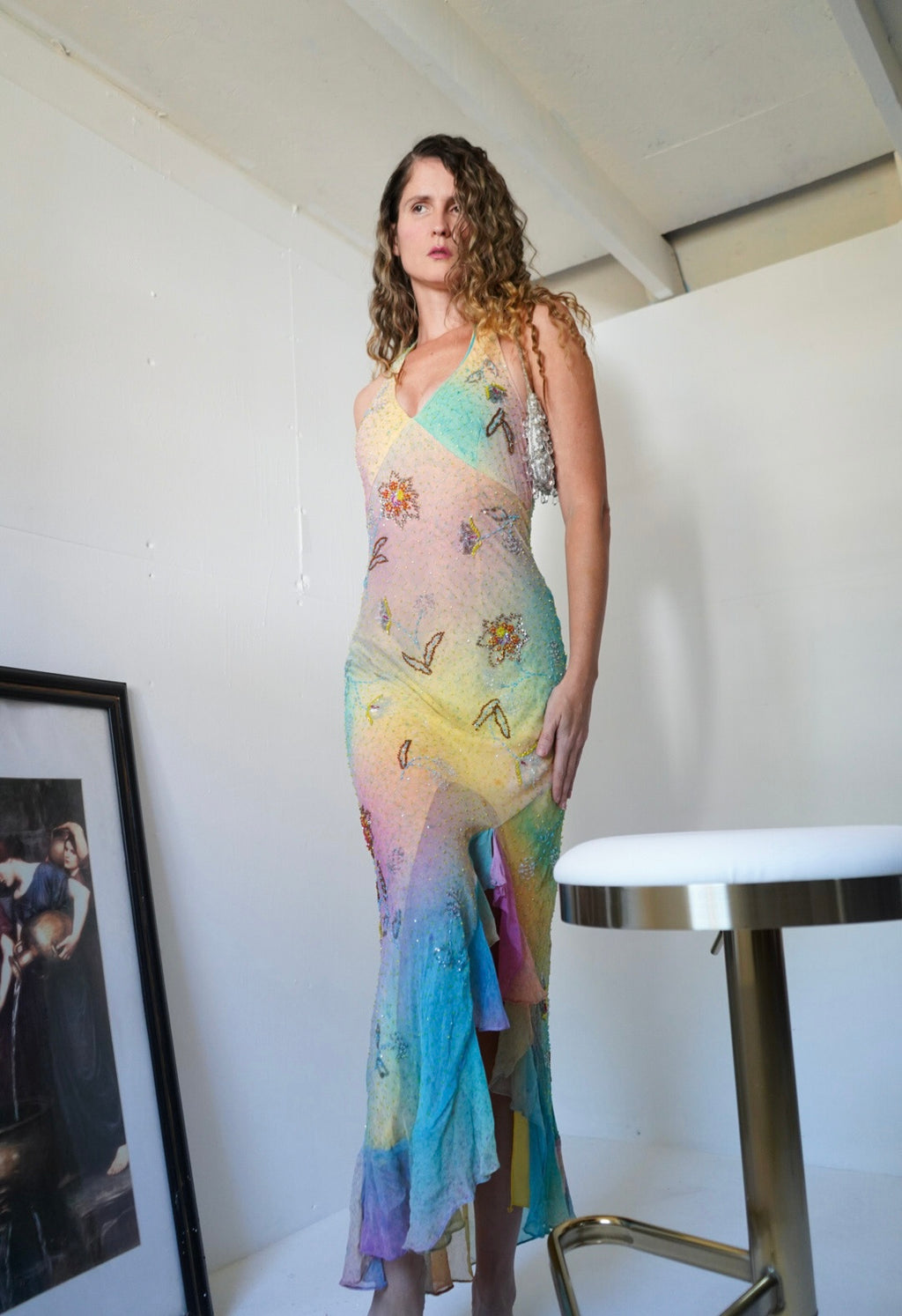 Y2K Inspired Rainbow Fairy Halter Gown