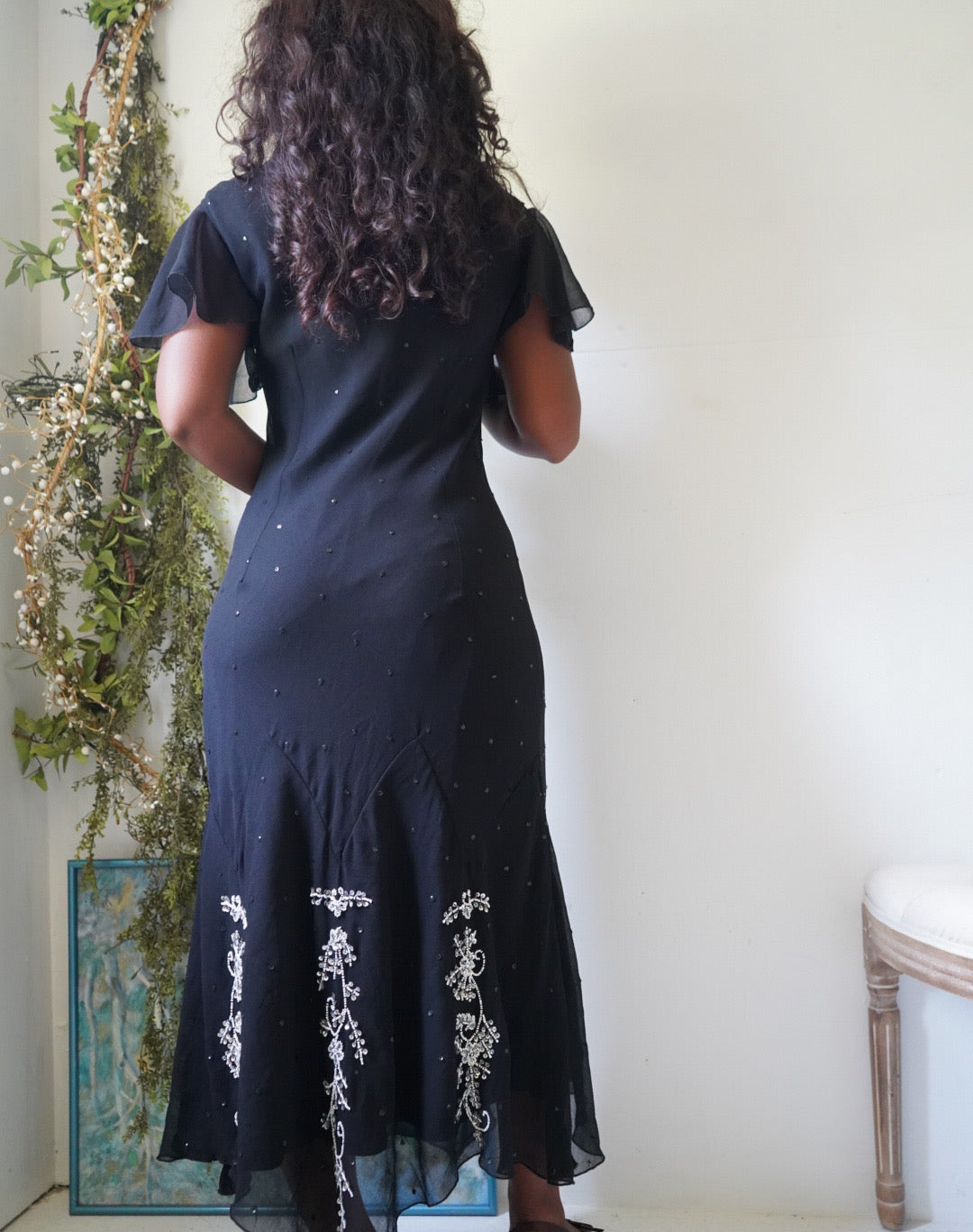 Vintage Y2K Bead Detail Cocktail Dress