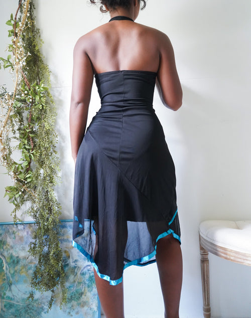 Y2K Halter Dress with Turquoise Details