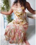 Rare Y2K Tie Beaded Silk Fairy Dress